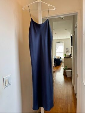 ba&sh Canel Navy Satin Chain Strap Slip Dress – Size 2 NWT